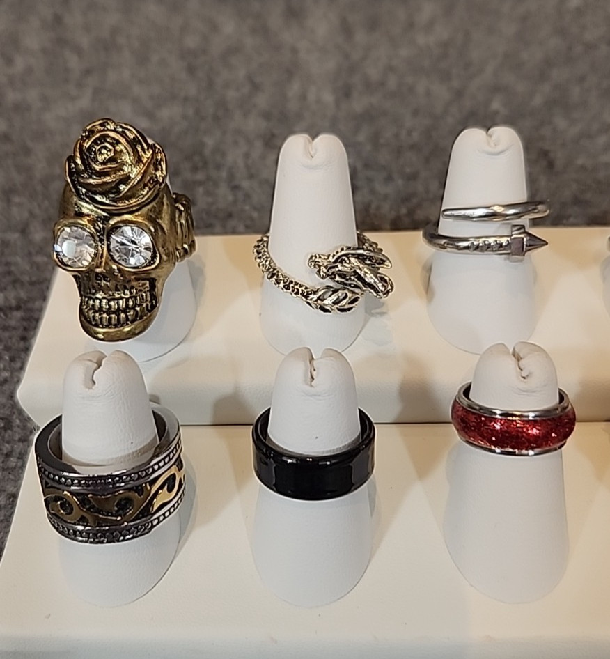 Jewelry 12 Rings Gothic Theme Adjusts Sized Stretch Lot #188 See Description