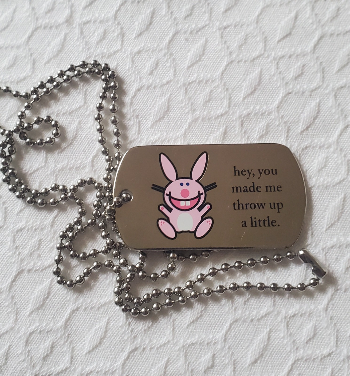 Happy Bunny Dog Tag Necklace Jim Benson Various Titles Choose One