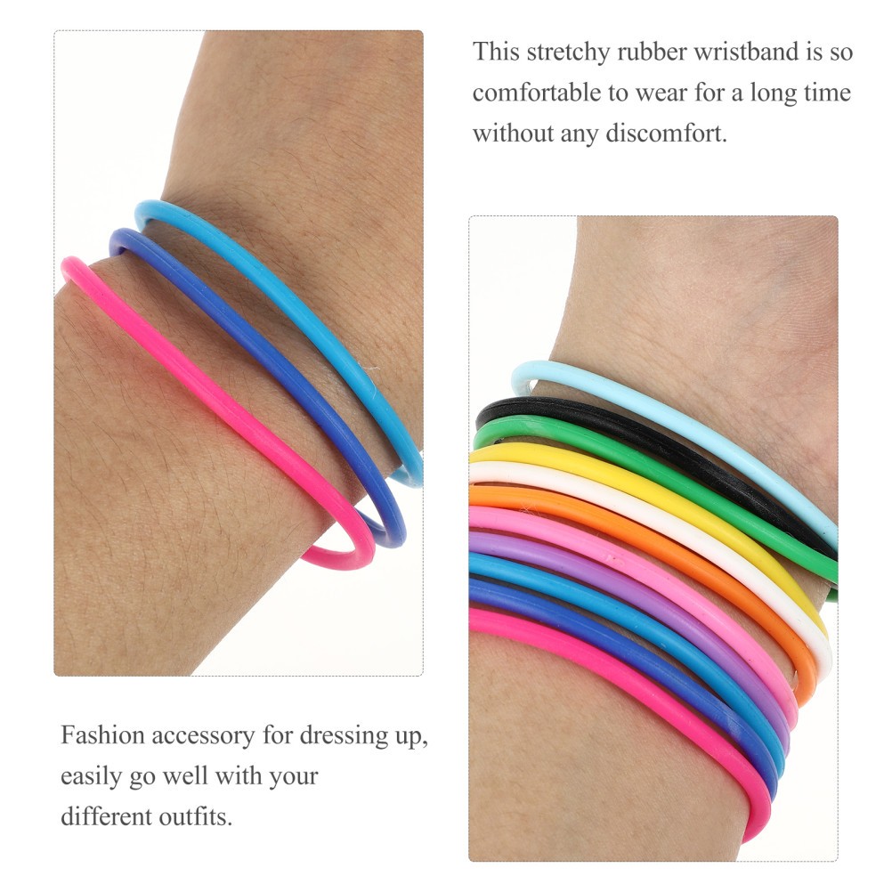 2 PCS Wristbands Silicone Colorful Adjustable Jelly Bracelets Elastic
