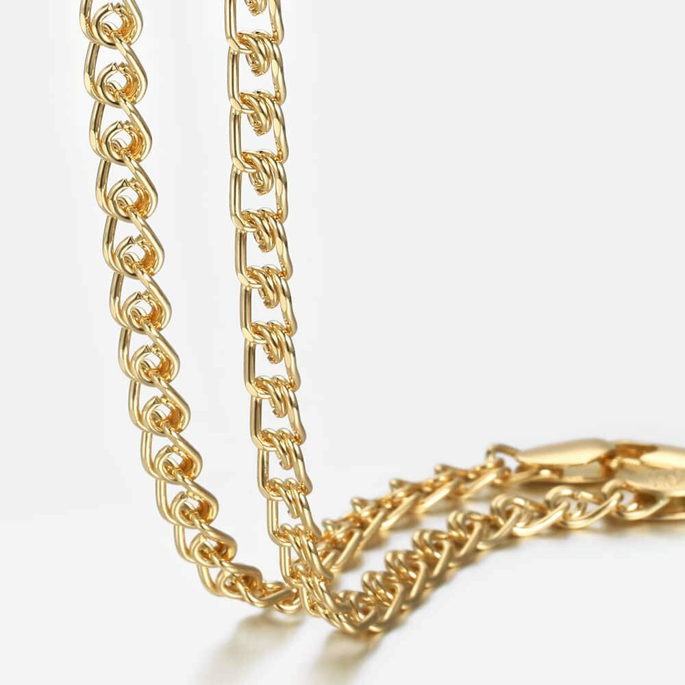 3mm Womens Female Snail Link Necklace Yellow Gold Plated Chain 20 inches