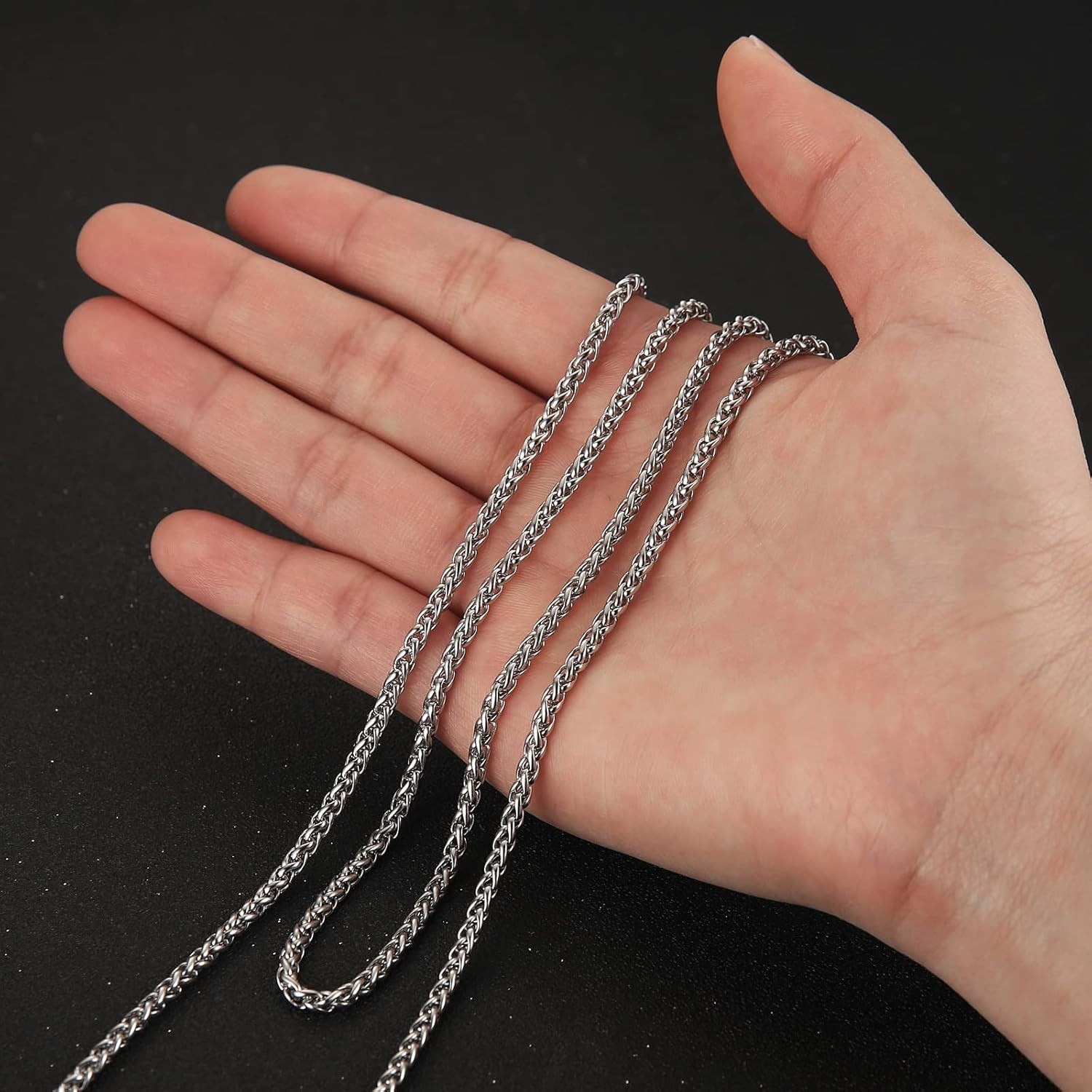 Shimmering Stainless Steel 3mm Wheat Chain Necklace – Perfect for All Occasions