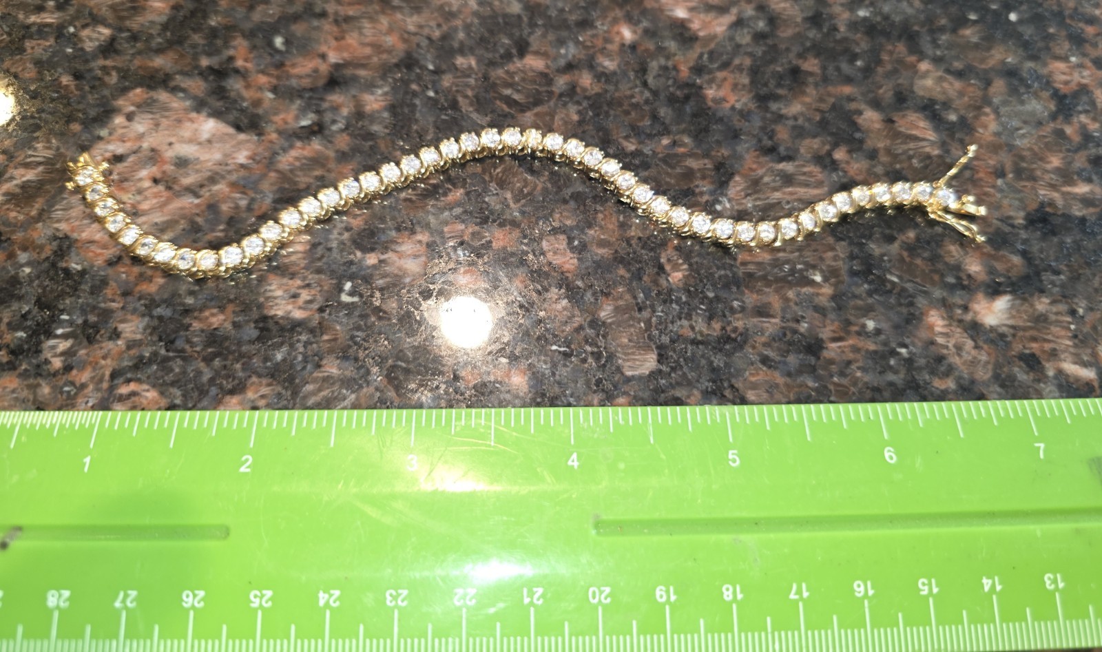 7¼” CZ & Plated Yellow Gold TENNIS BRACELET [no carat stamp]