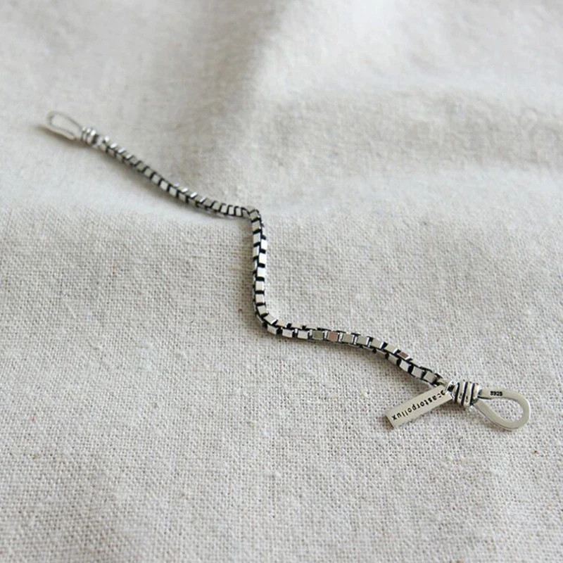 Women’s 925 Sterling Silver Beads Handmade Retro, Geometric Bracelet Gift.