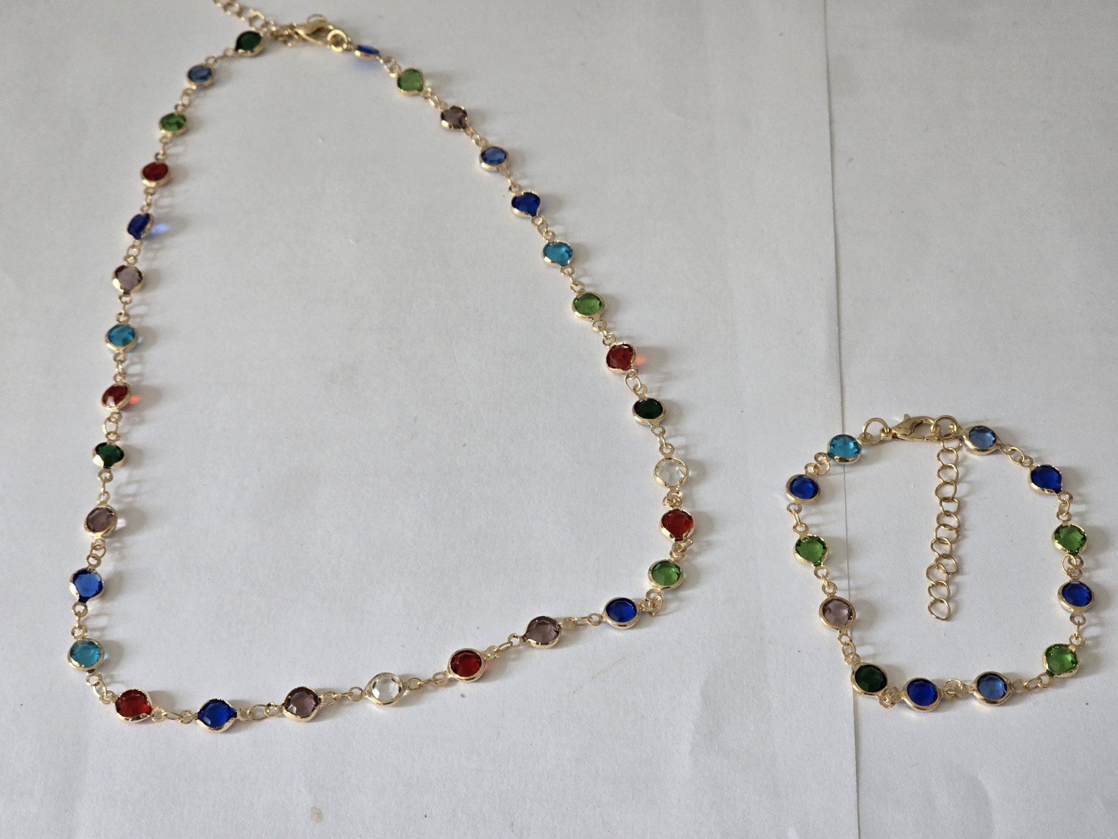 Gemstone Necklace Matching Bracelet Set For Teenage/adults Jewellery Box