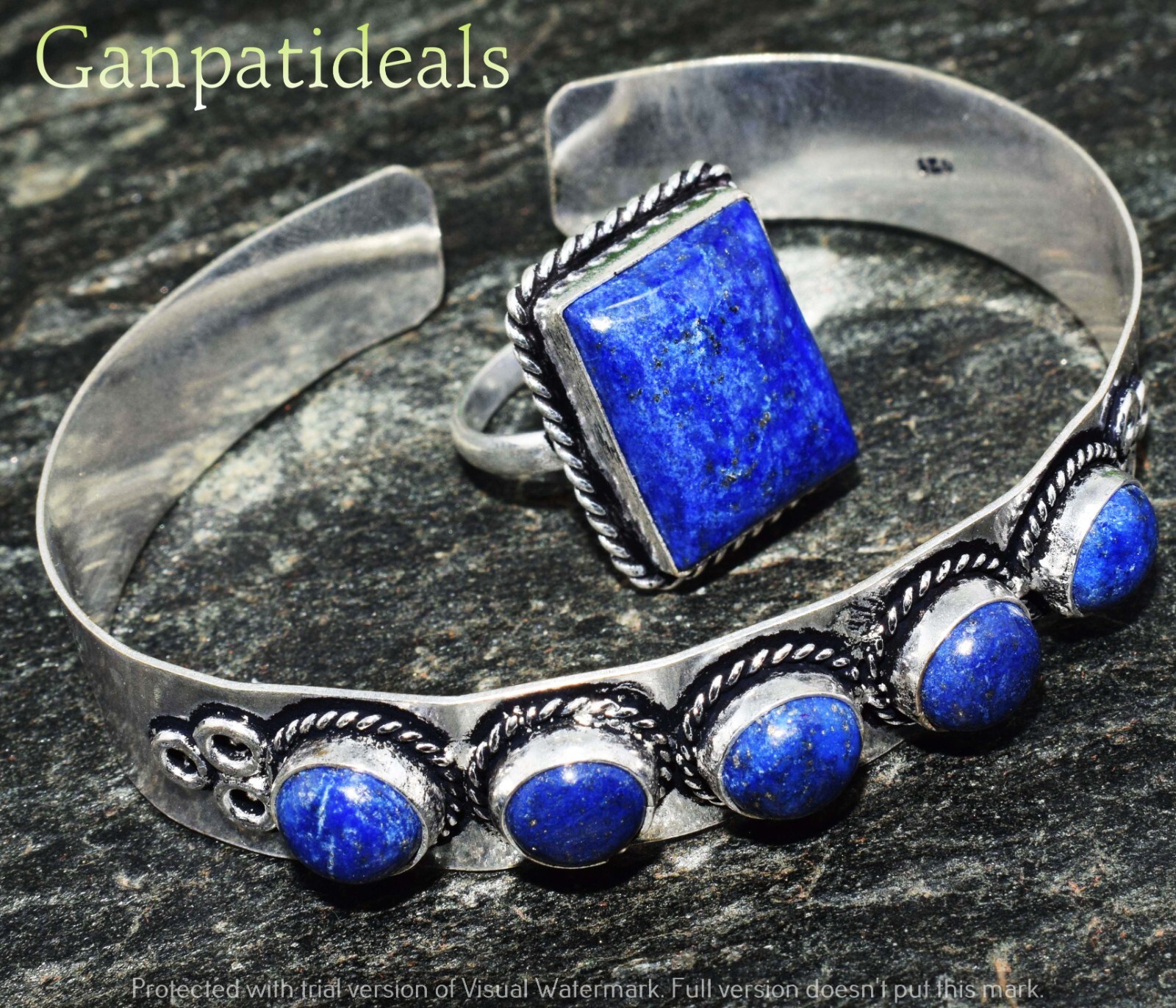 Lapis Lazuli 2pcs Combo Set 925 Sterling Silver Plated Wholesale Lot Jewelry