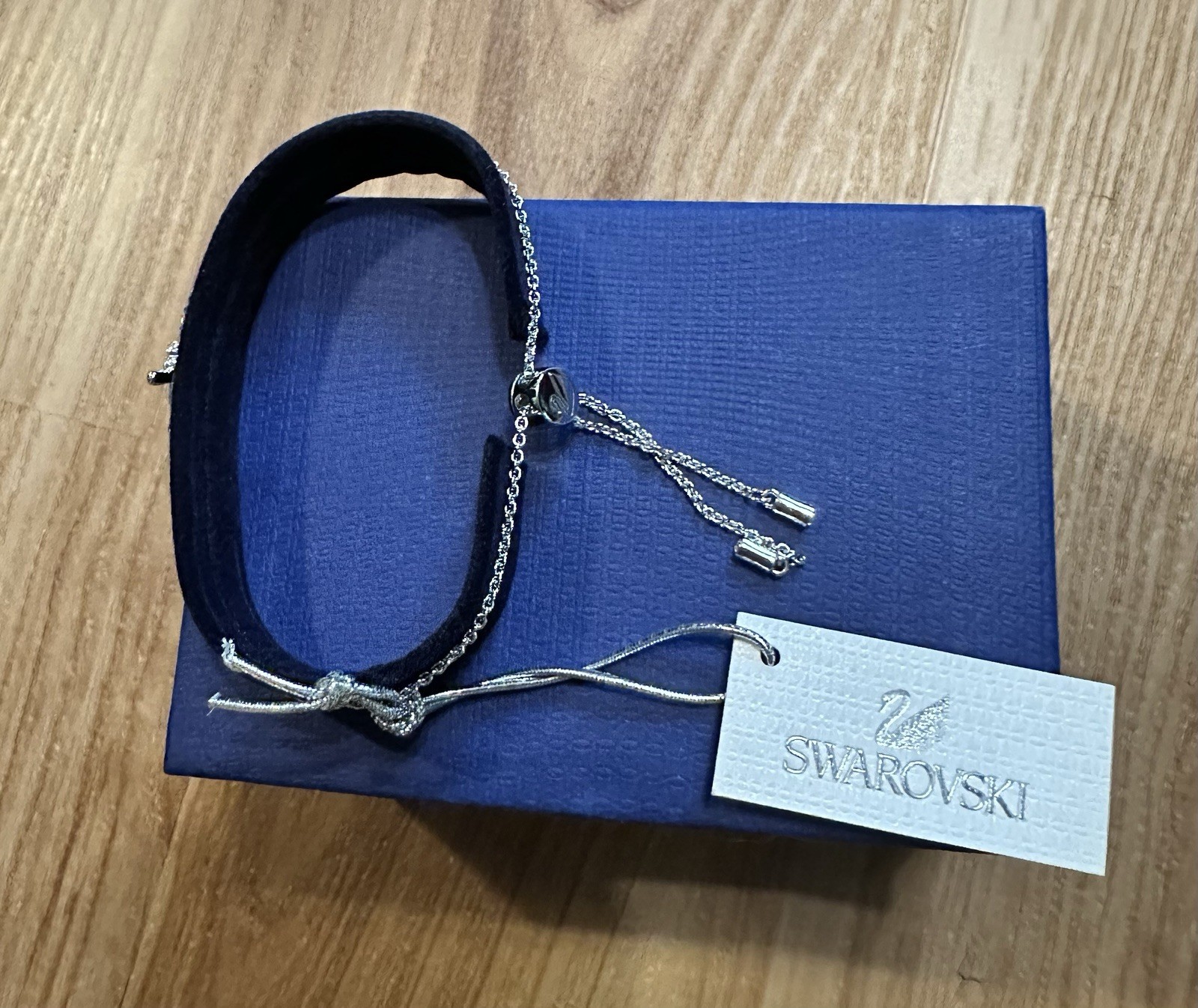 Swarovski Lifelong Bow Slider Bracelet Silver Rhodium Finish NWB ~ FAST SHIPPING