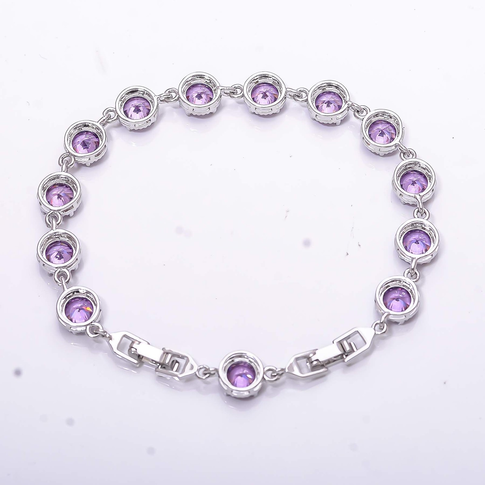 Purple Amethyst 925 Sterling Silver Tennis Bracelet 7.99″, Christmas Gift B69912