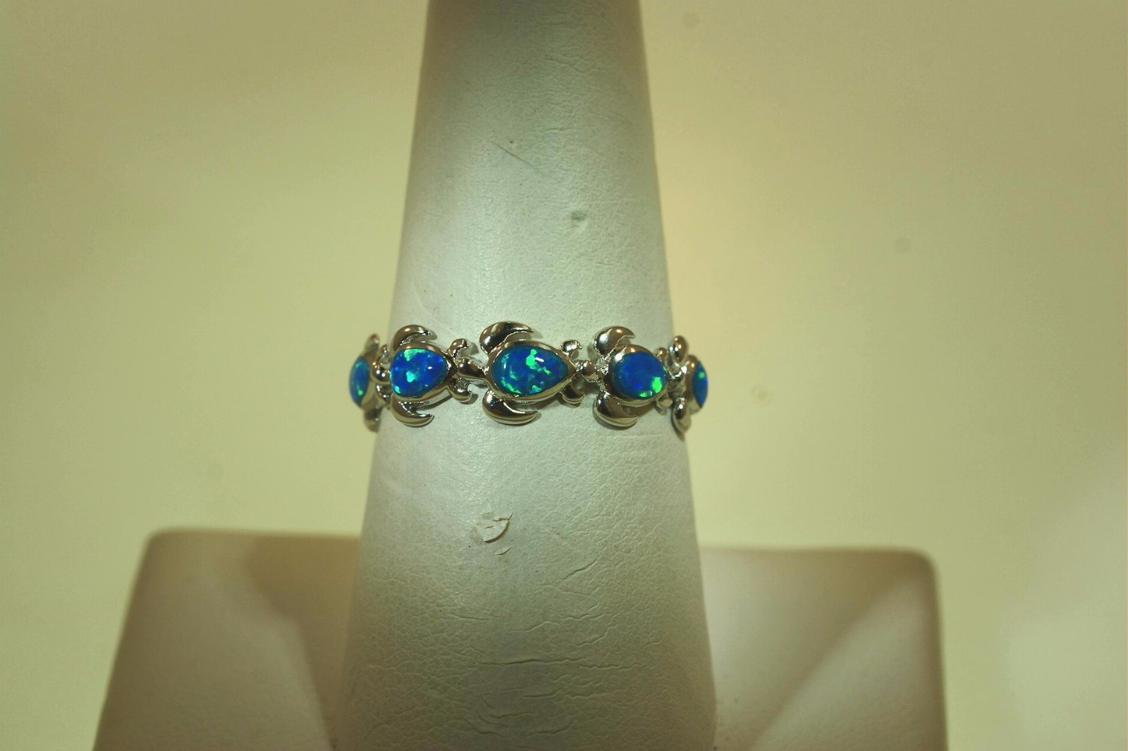 6MM HAWAIIAN RHODIUM OVER SOLID 925 STERLING SILVER INLAID OPAL TURTLE RING 5-10