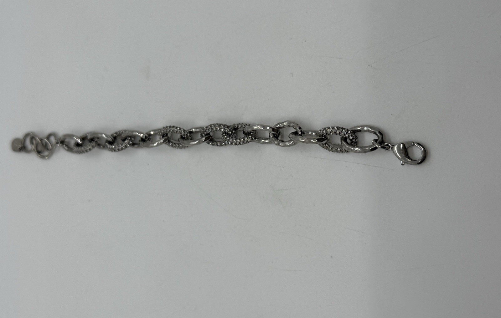 Stella & Dot Christina Bracelet Pave Rhinestone Silver Tone Link 7-8 Inch