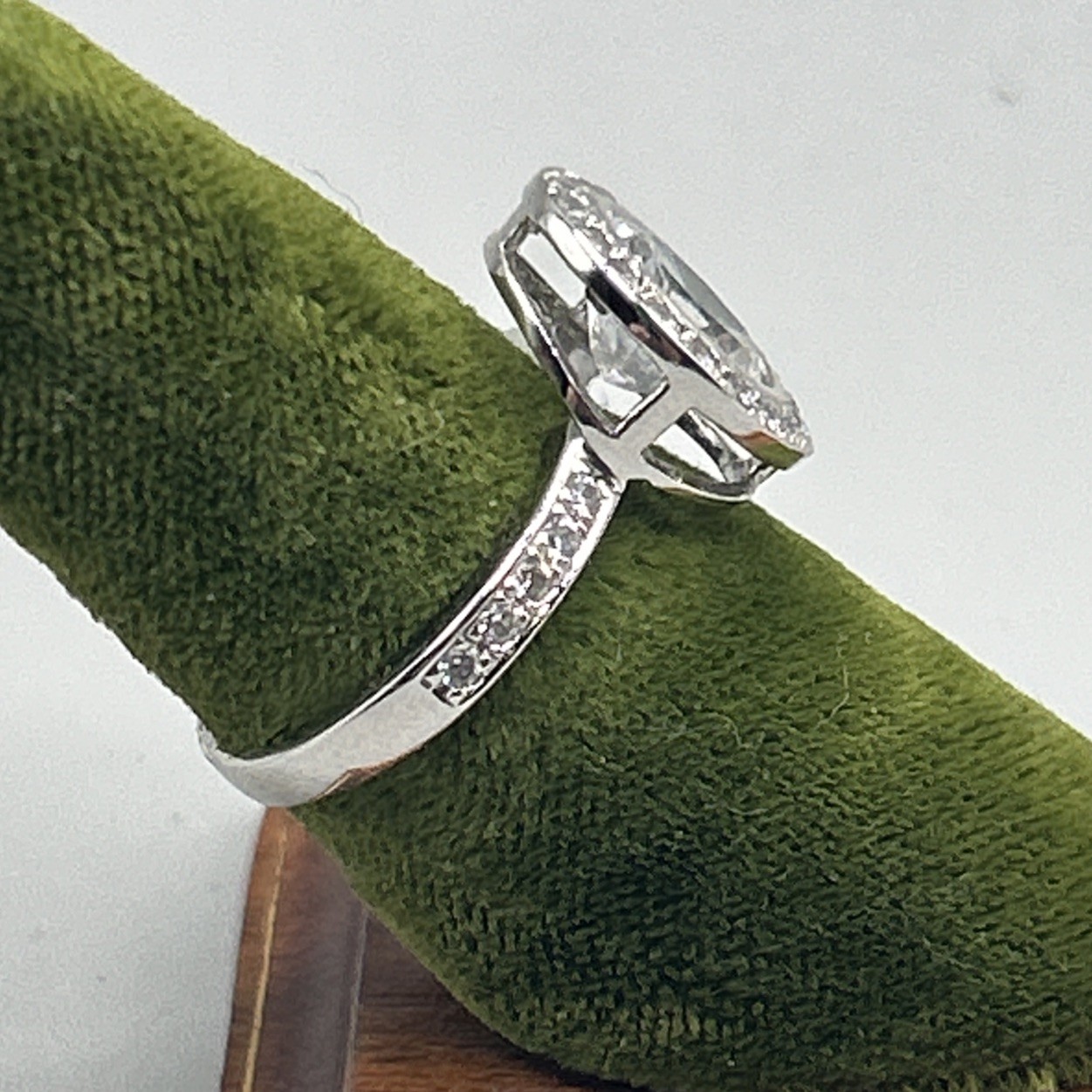 Oval Clear Stone Ring Illegible Markings Costume Jewelry from China