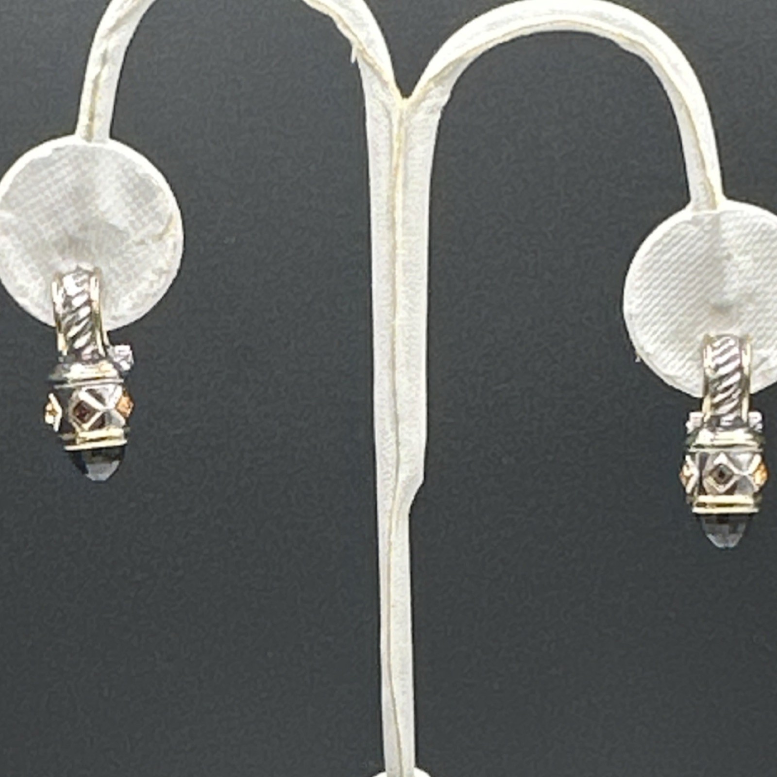 Silver-Gold Tone Chain Charm Bracelet Metal Adjustable with Black Cushion Stone