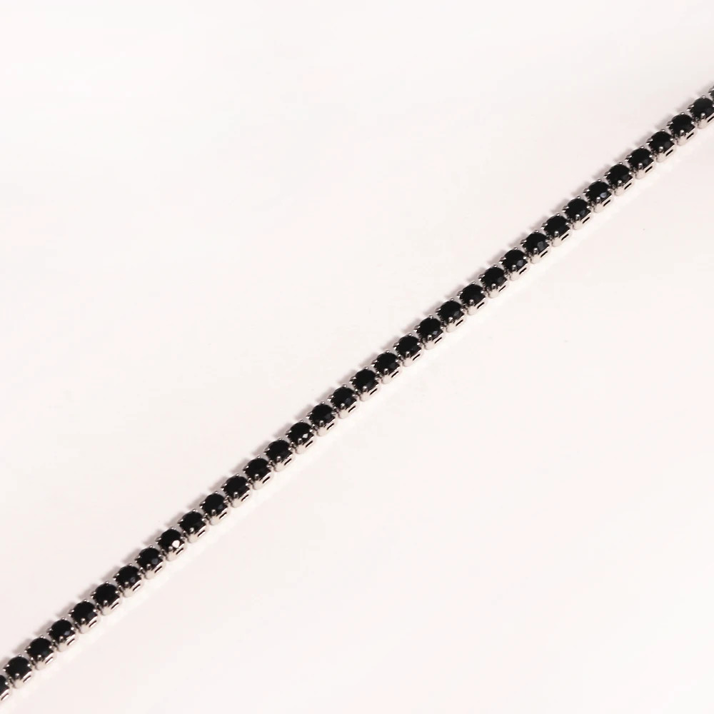 Gold Color Tennis Chain Necklace 2mm Simulated Zirconia 16in Women Jewelry