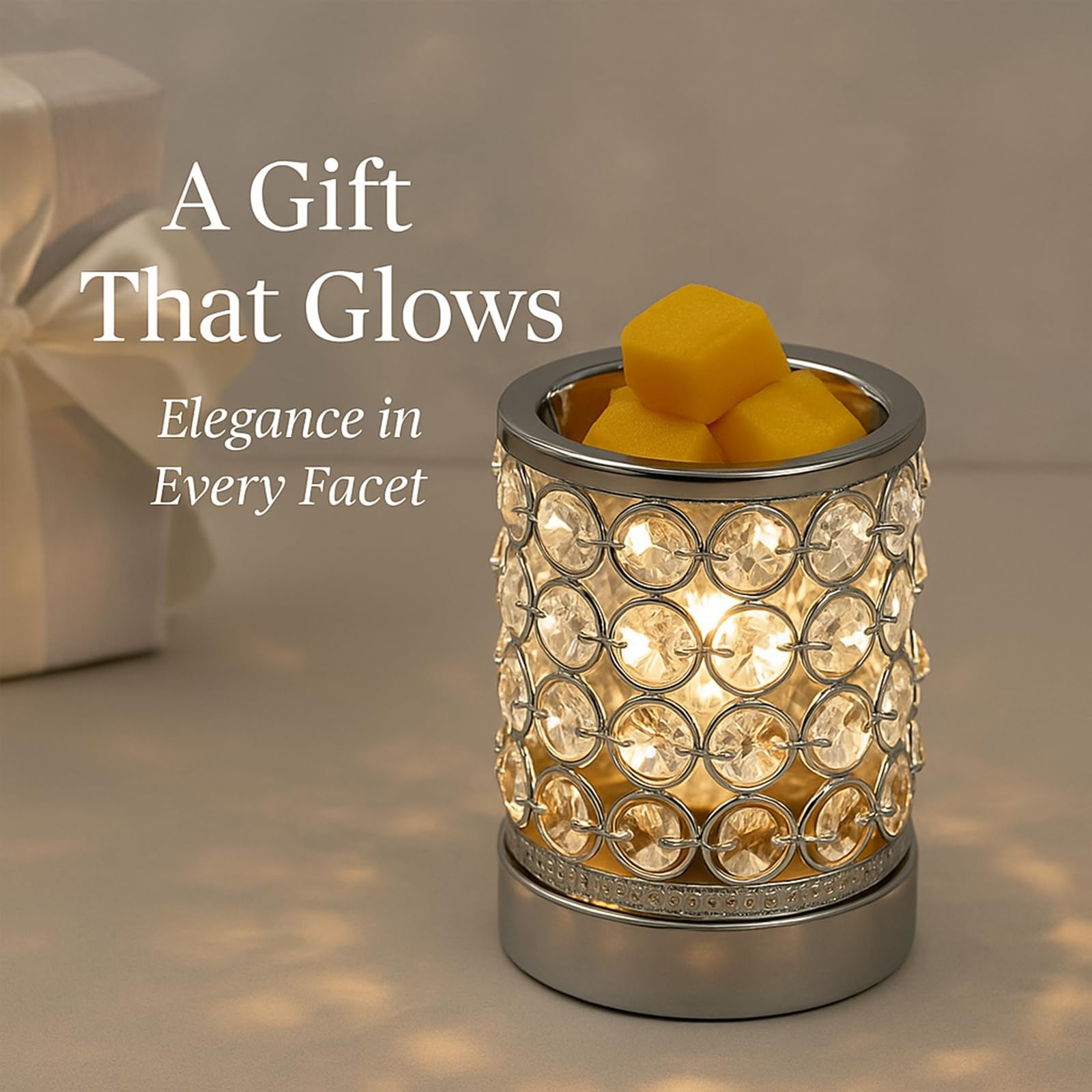 Leyoue Electric Crystal Wax Melt Warmer – Bulb Heating, Elegant Silver-03