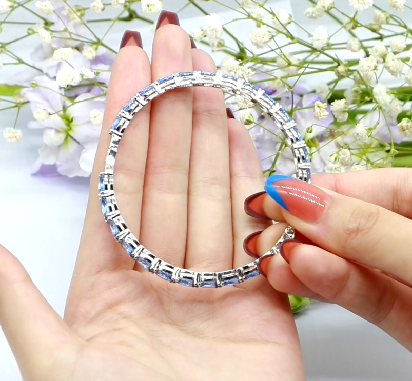 Buy 2 Get 1 Free Violet Tanzanite Ladies Daily Wear Silver Bangle Bracelet 8.0″