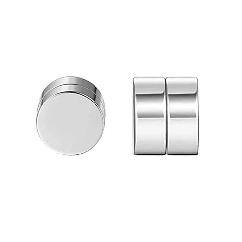 1 Pairs Crystal Strong Magnetic Ear Stud Clip Earrings for Men Women Punk round