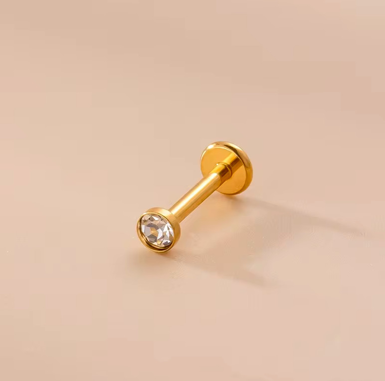 G23 Easy to put Push-in Threadless Earrings Flat Back Stud Lobe Cartilage Helix