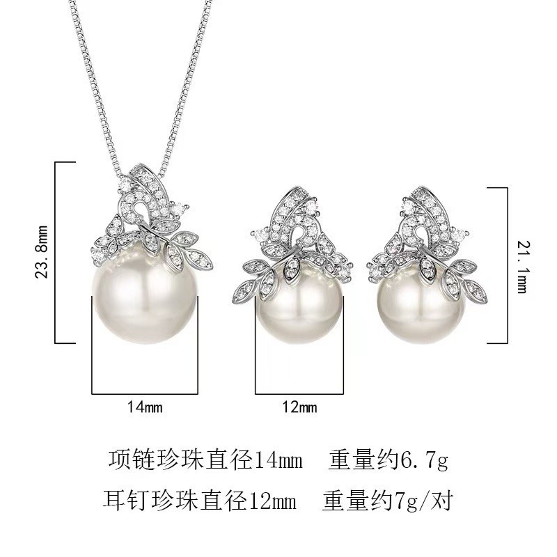 Wedding Bridal CZ Jewelry Set Zirconia Necklace Earrings Set