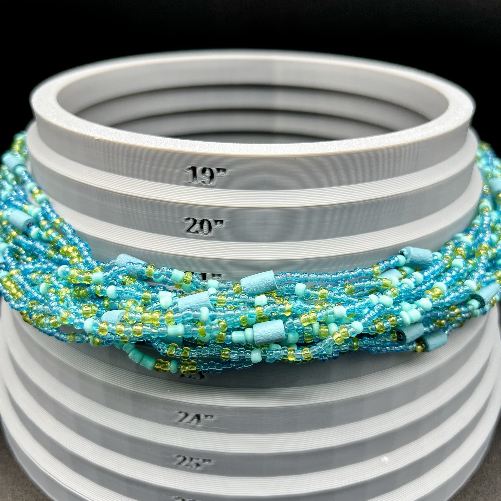 Aqua Lime Seed Bead Necklace Multi Strand Statement Bib Collar Beach Boho