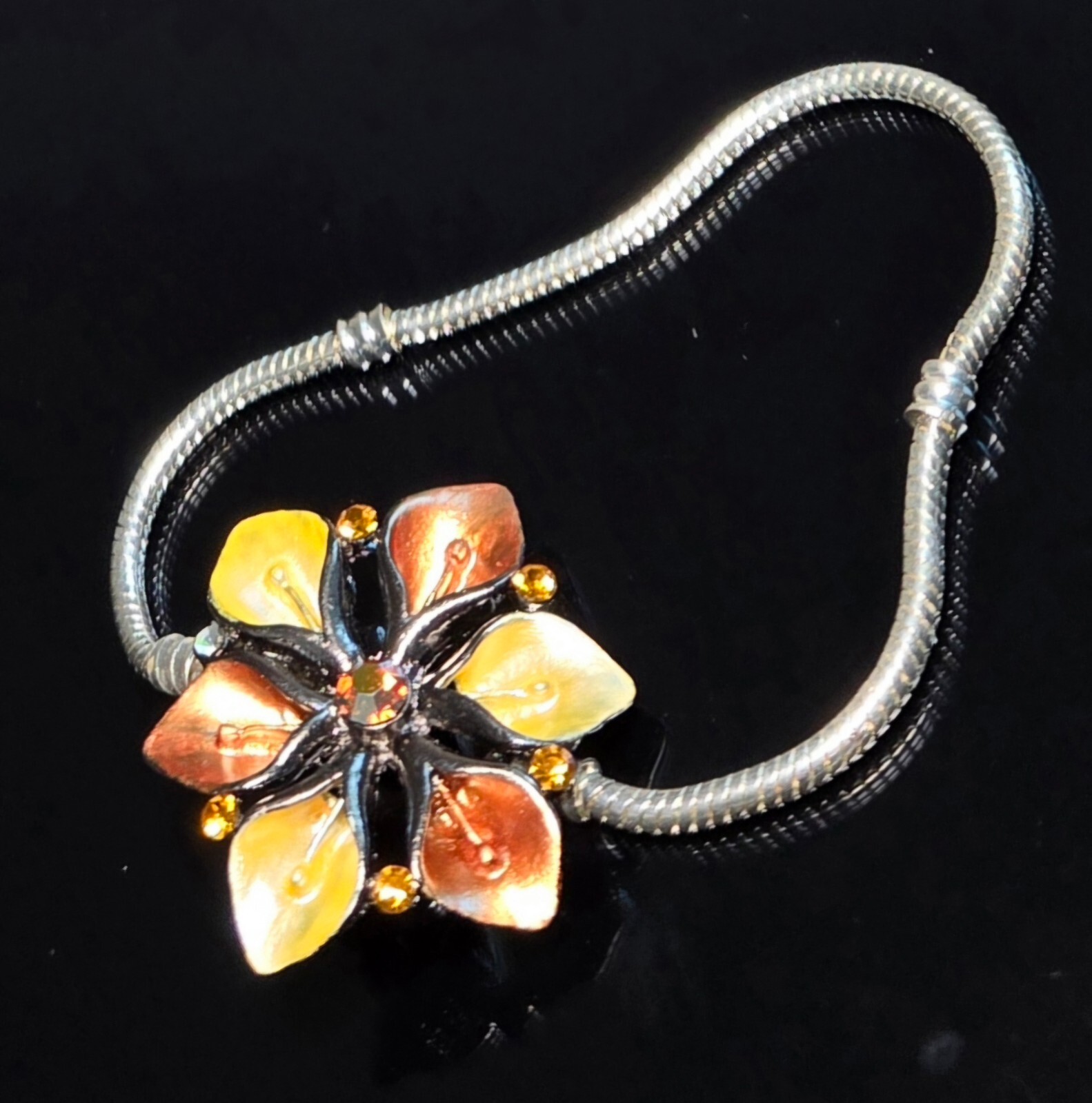 Flower Pendant for Jewelry Making Flower Orange 1.50″ set 3 Slider beads