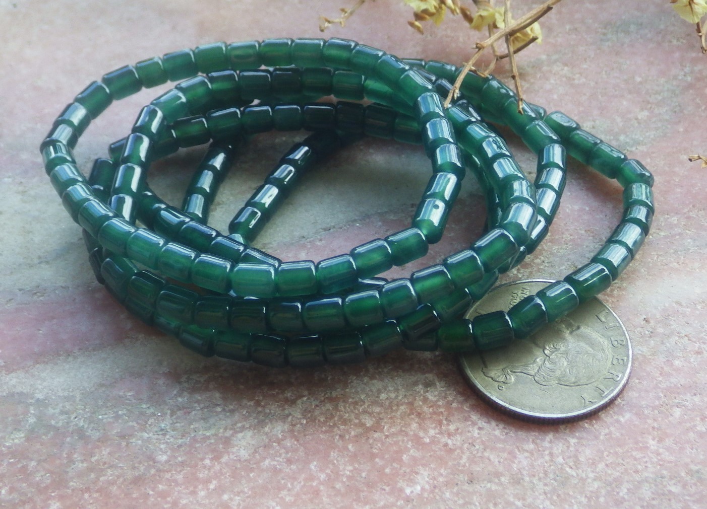 1 Pcs Green A JADE Jadeite Beads Bangle Bracelet 6.5 inches 6mm X 5mm 手链 735662