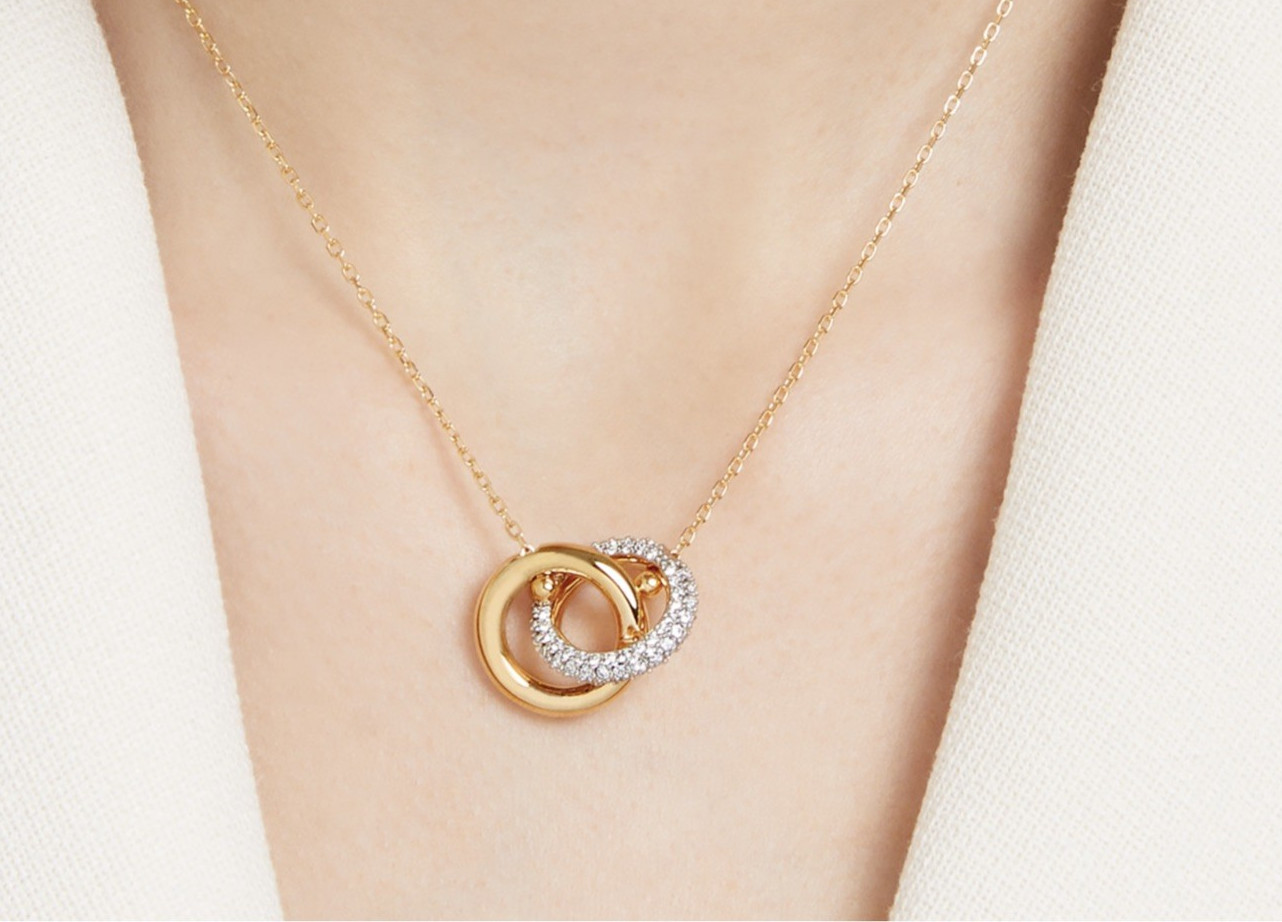 Swarovski Dextera Interlocking Loop Pave Pendant Necklace NIB RP $189