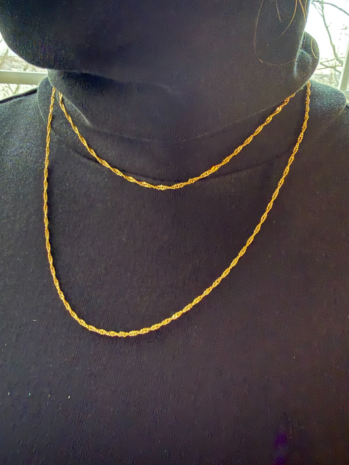 22K Gold Plated Twist Chain Necklace 2mm 17.2″ – Luxury pouch gifts