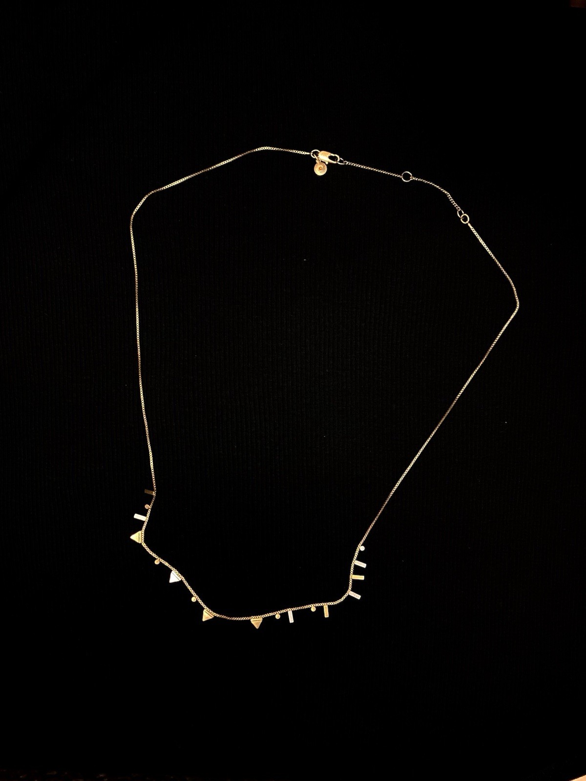 MADEWELL Gold-Tone Geometric Mixed Charm Necklace | Triangle/Rectangle Accents