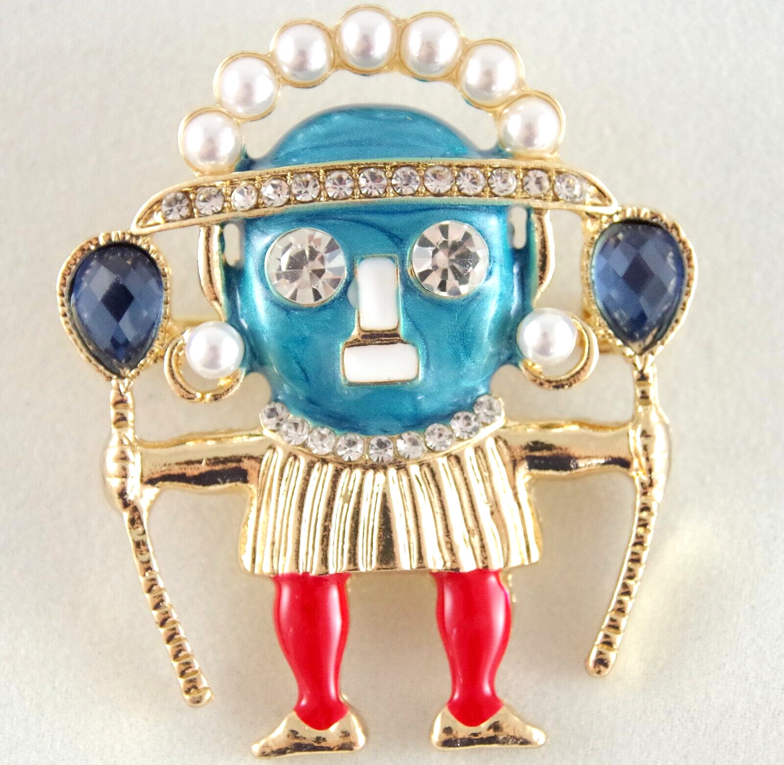 2″ NWOT UNSIGNED KENNETH JAY LANE INSPIRED WITCH DOCTOR WARRIOR BROOCH PIN