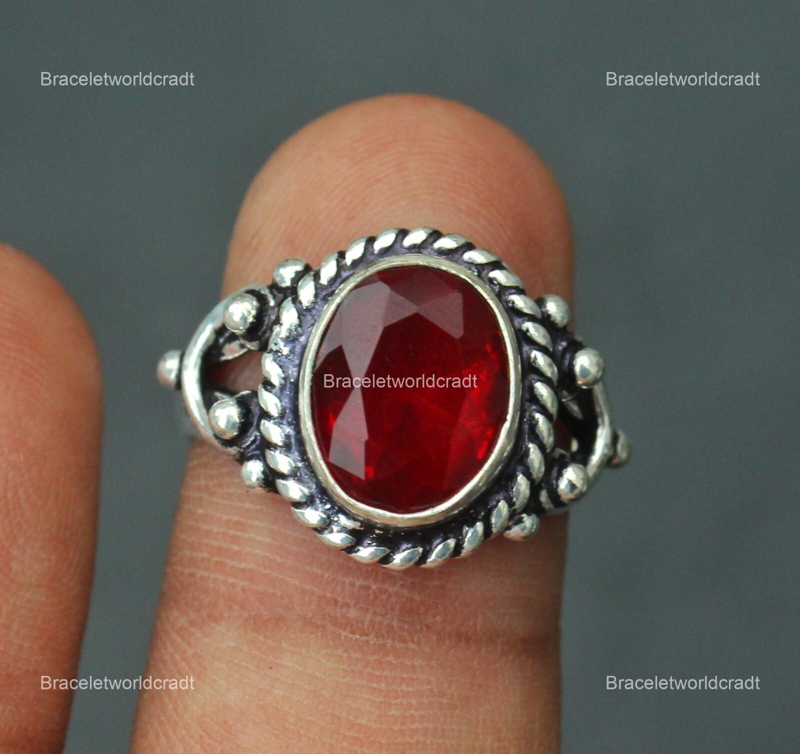 July Ruby Stone Channel-Set Wedding Band Ring Jewelry Size 8 925 Sterling Silver