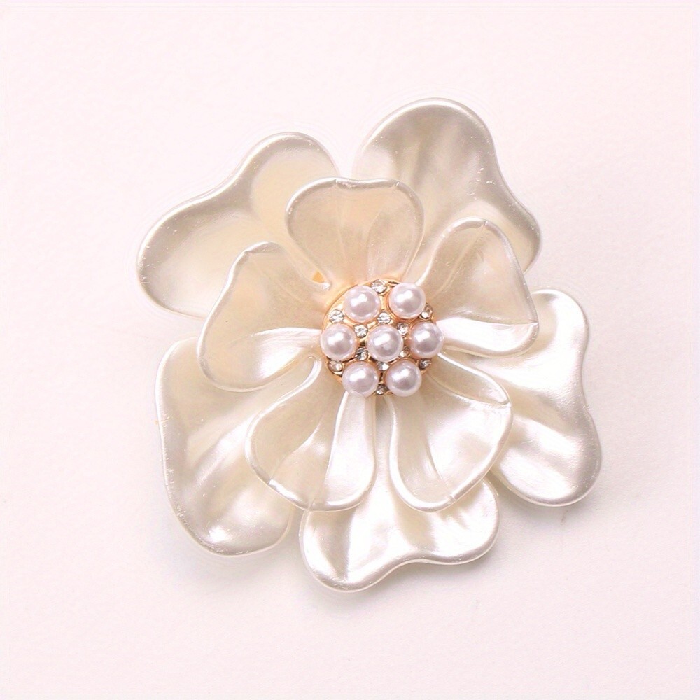 2PCS Fashion Elegant Design Corsage Pearl Flower Brooch Women’s Accessories