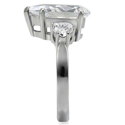 TK076 – High polished (no plating) Stainless Steel Ring with AAA Grade CZ in
