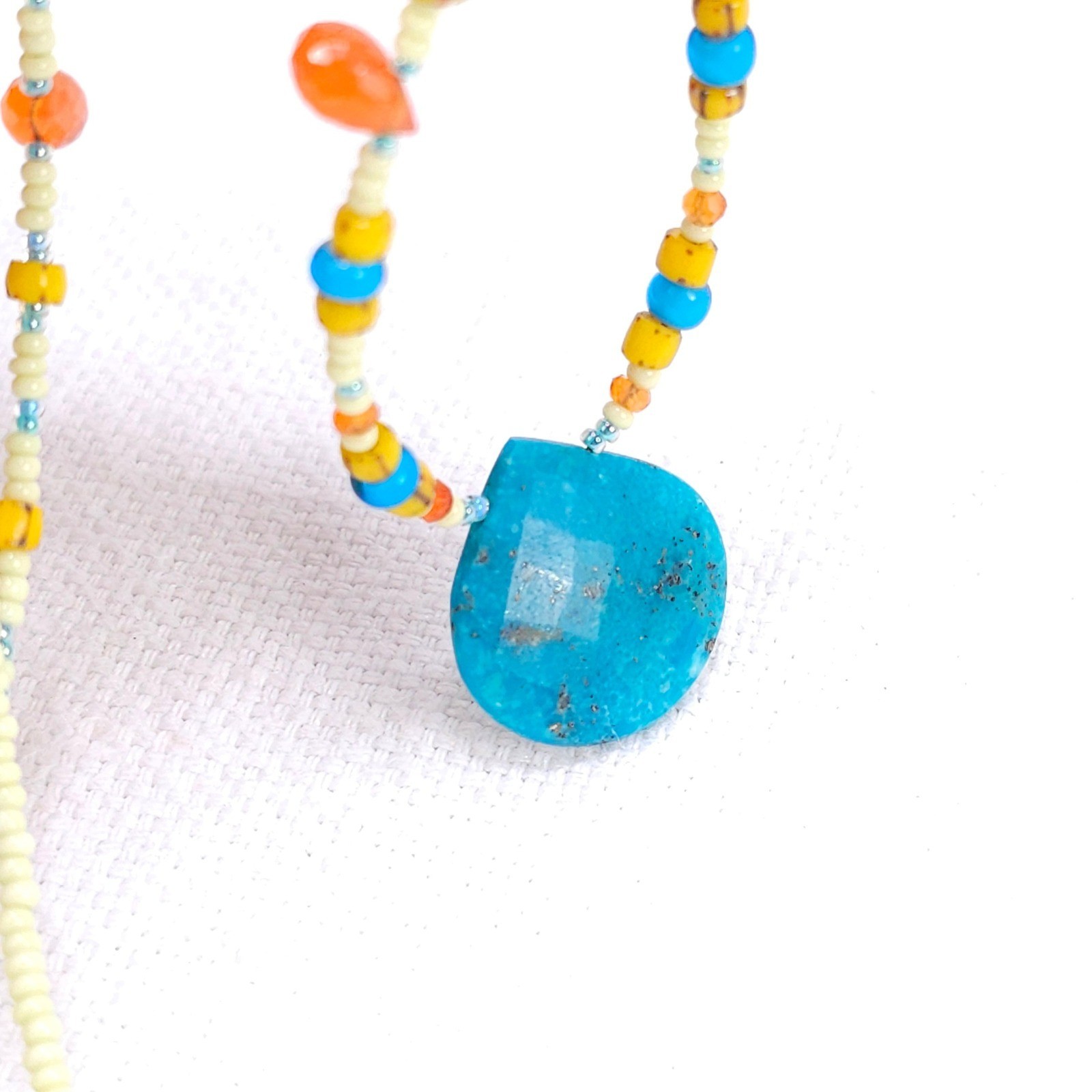 Genuine Turquoise Teardrop Beaded Necklace Southwestern Vibes Artisan Handmade