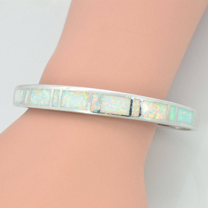 Vikoly White Opal Bangles Top Quality Silver Plated Fashion Jewelry For Women