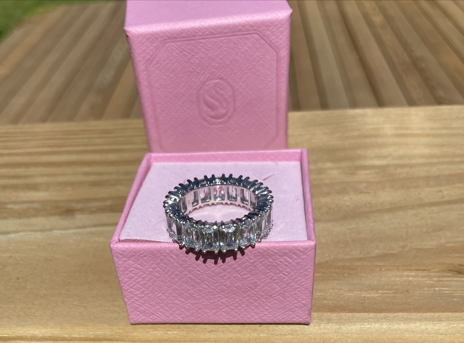 Swarovski Baguette White/ RHS Crystal Eternity Ring Size 58 Or 8
