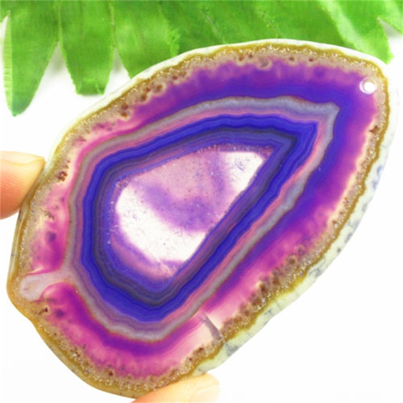 Purple Druzy Geode Agate Slice Pendant Bead 84x55x5mm F39107