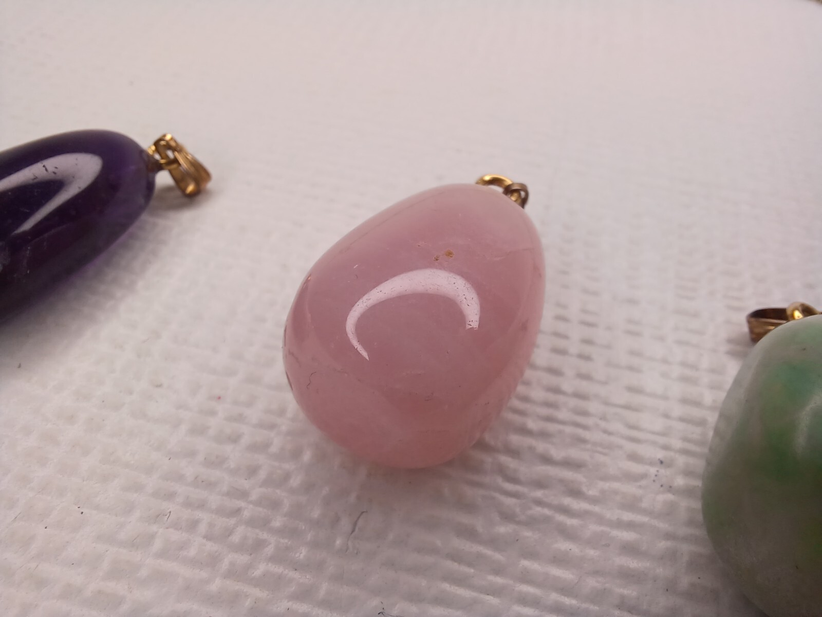 Gemstone Gold Tone Pendant Necklace 4 Interchangeable Gemstones