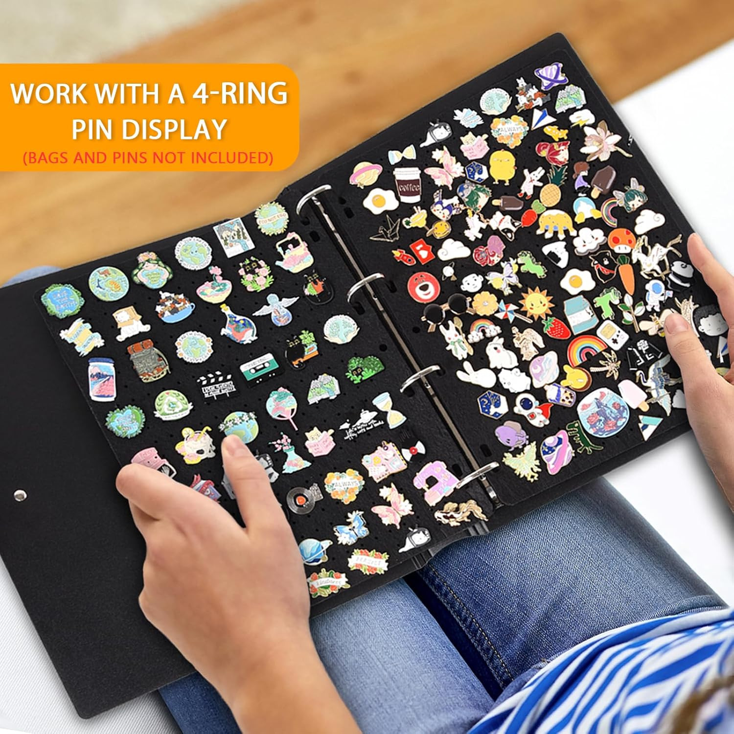 Enamel Pin Display Pages,Creative Pin Collection with 8 Flip-Pages,Fit in Any 3-