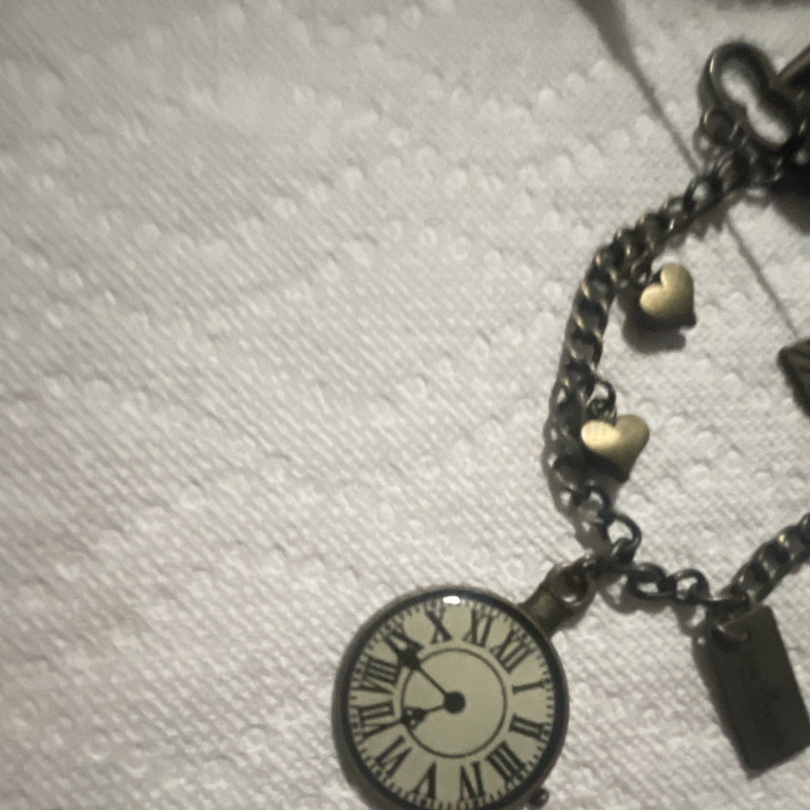 Time Turner Bronze Tone Steampunk Charm Chain Bracelet Clock Key Heart Lobster