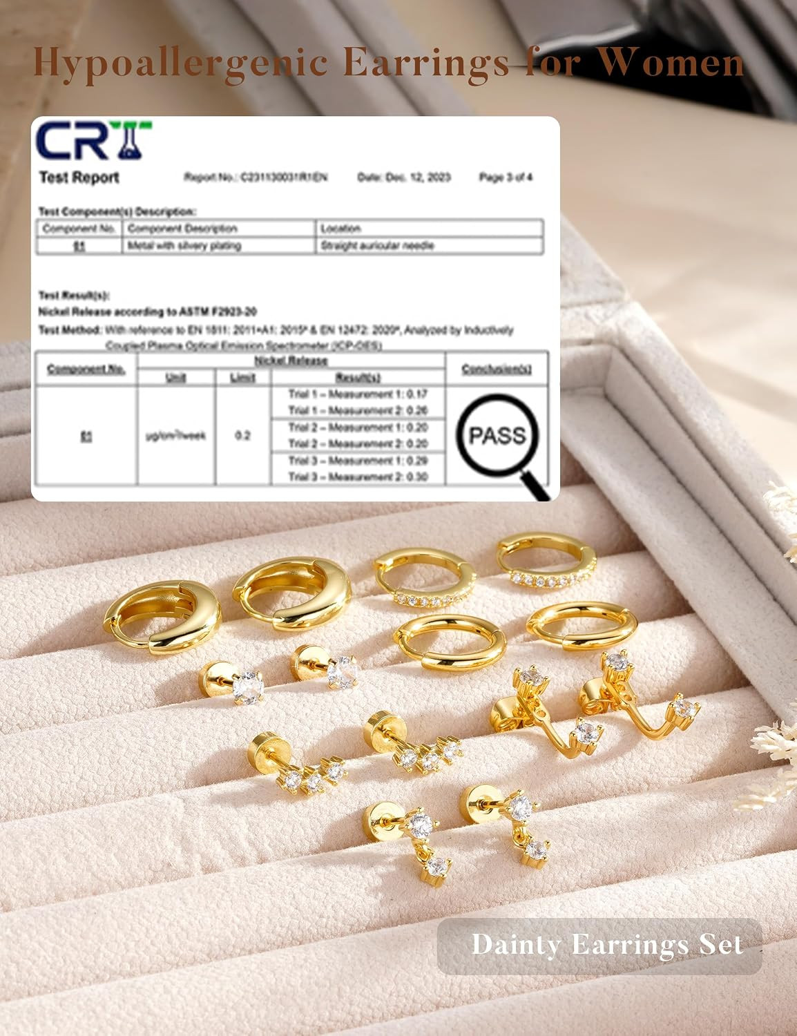 Gold Earrings for Women, 14K Gold Plated Chunky Hoop Earrings Hypoallergenic Car