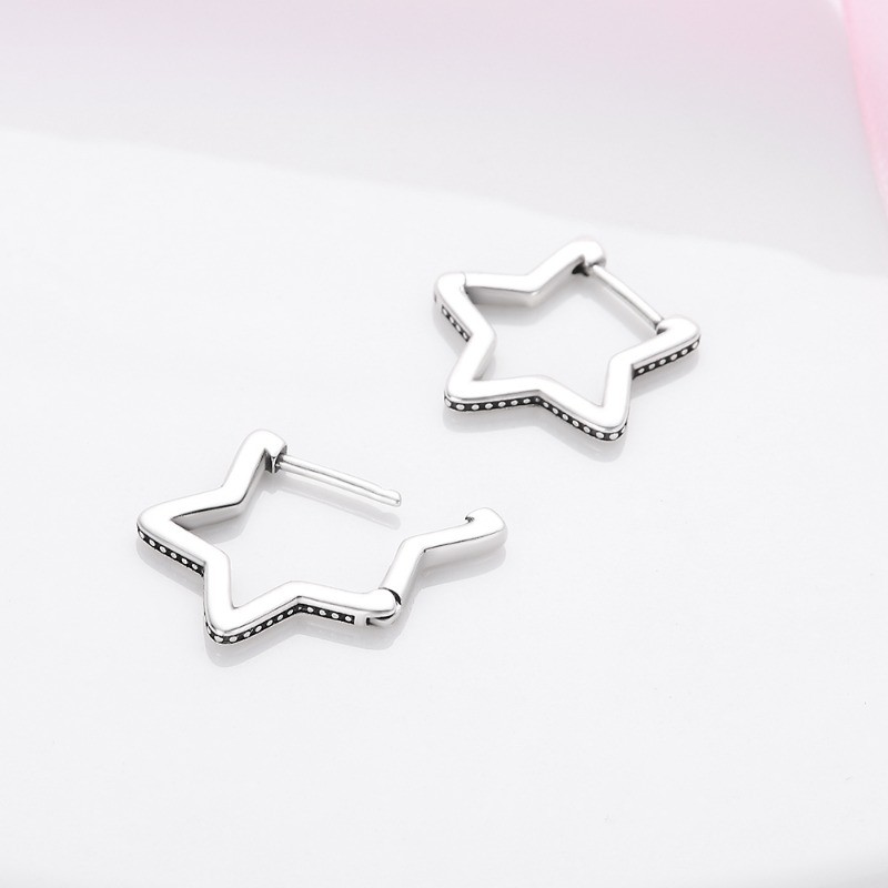 PANDACH Sterling Silver Mini Star Shaped Hoop Earrings For Women Jewelry Gifts