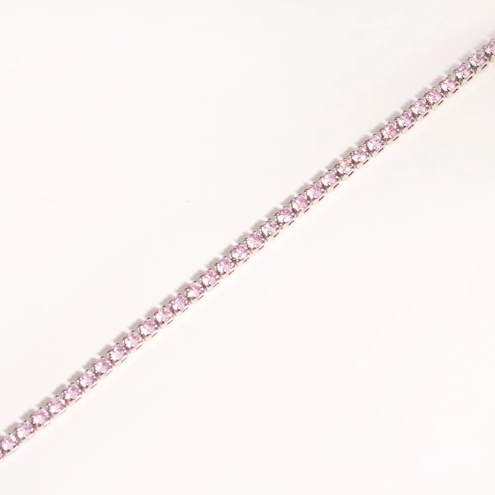 Gold Color Tennis Chain Necklace 2mm Simulated Zirconia 16in Women Jewelry