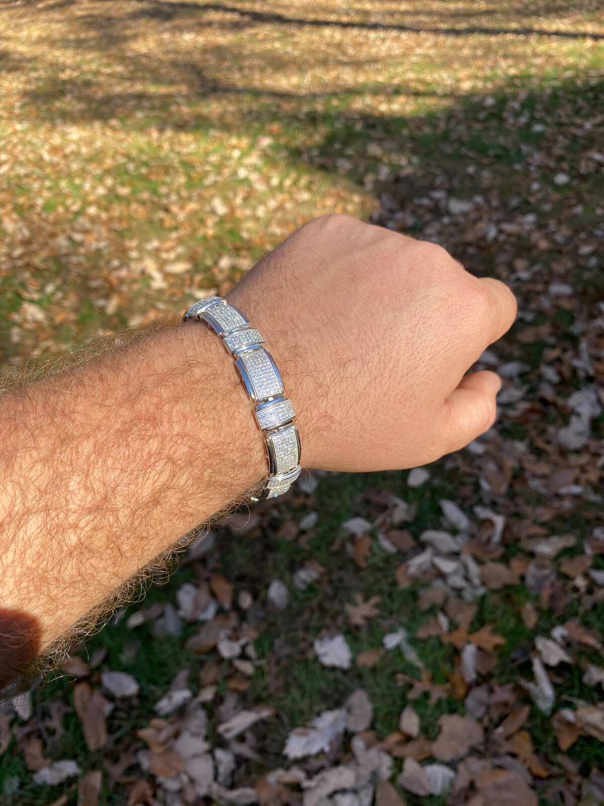 Mens Real Solid 925 Sterling Silver CZ HipHop Custom Flooded Out Bracelet 12mm