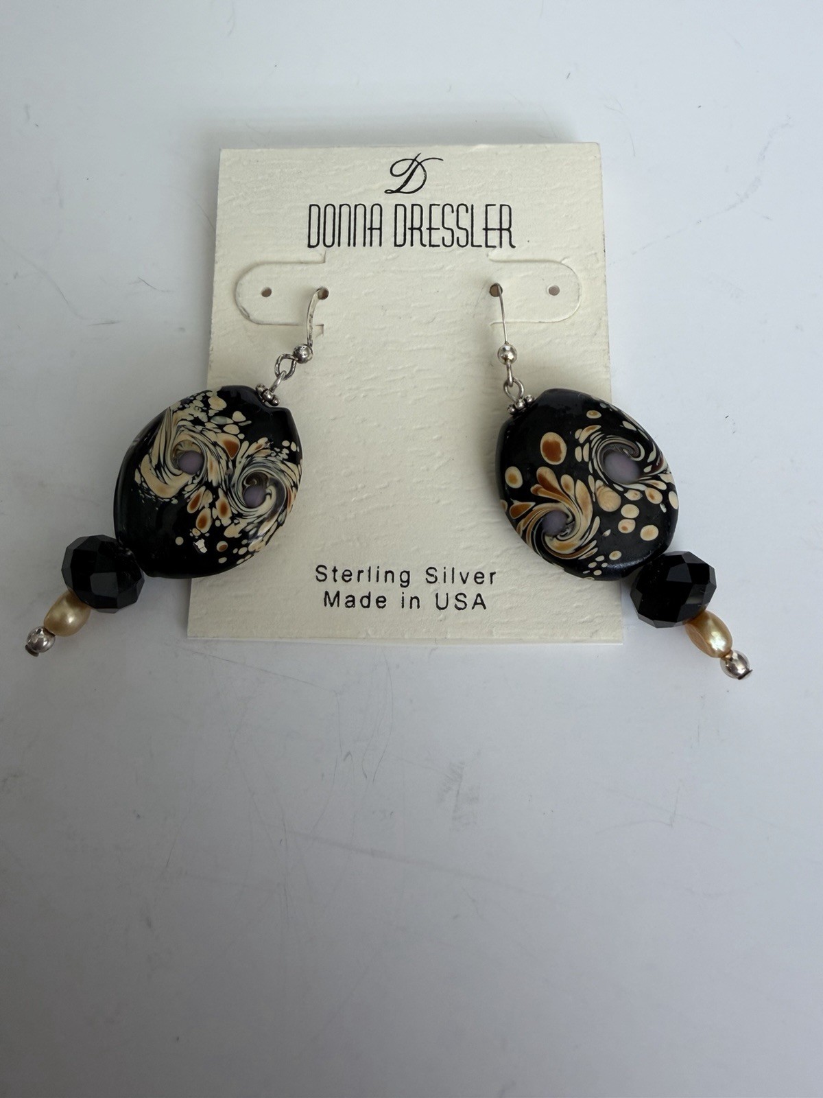 Donna Dressler NWT 925 Artisan Lampwork Glass & Pearl Bracelet &Earrings set!