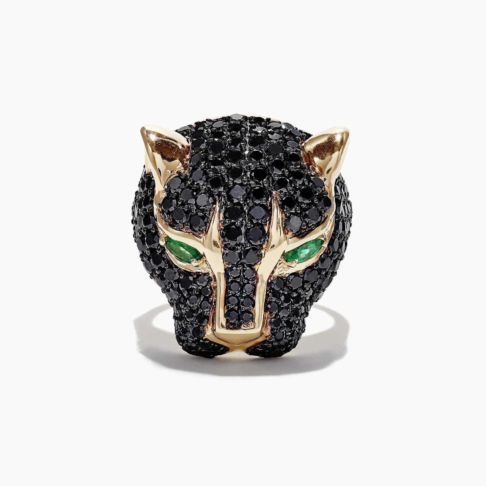 Effy panther ring black diamond with emerald Eyes 14 caret gold