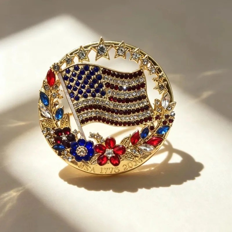 Patriotic American Flag Brooch Pin 250 Years of Freedom USA Men Women Jewelry