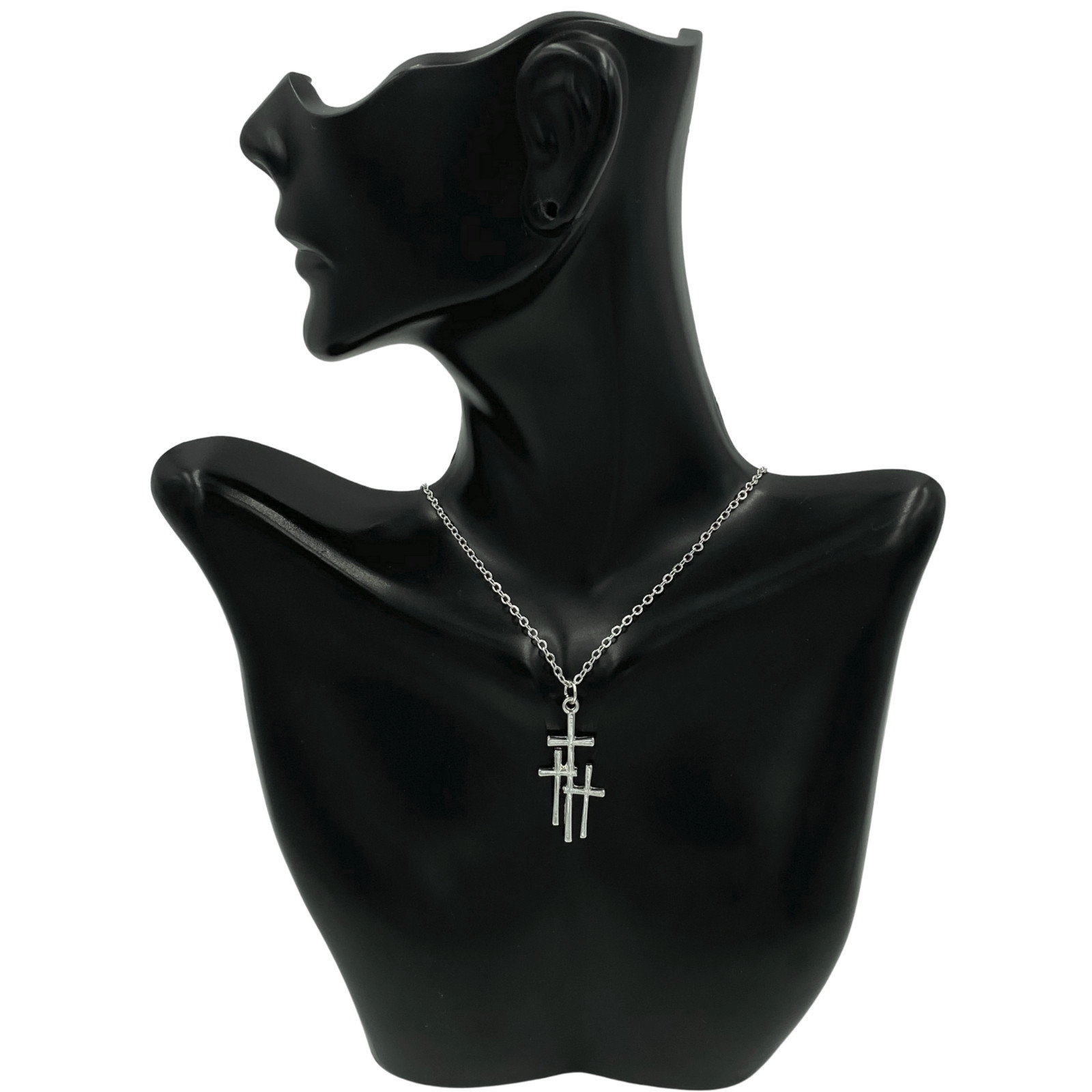 Three Crosses Pendant Necklace White Gold NEW LOWEST PRICE