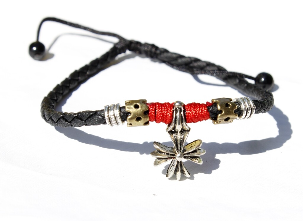 Women/ Men Bless Cross Red Rope Genuine Leather Anklet Bracelet One Size