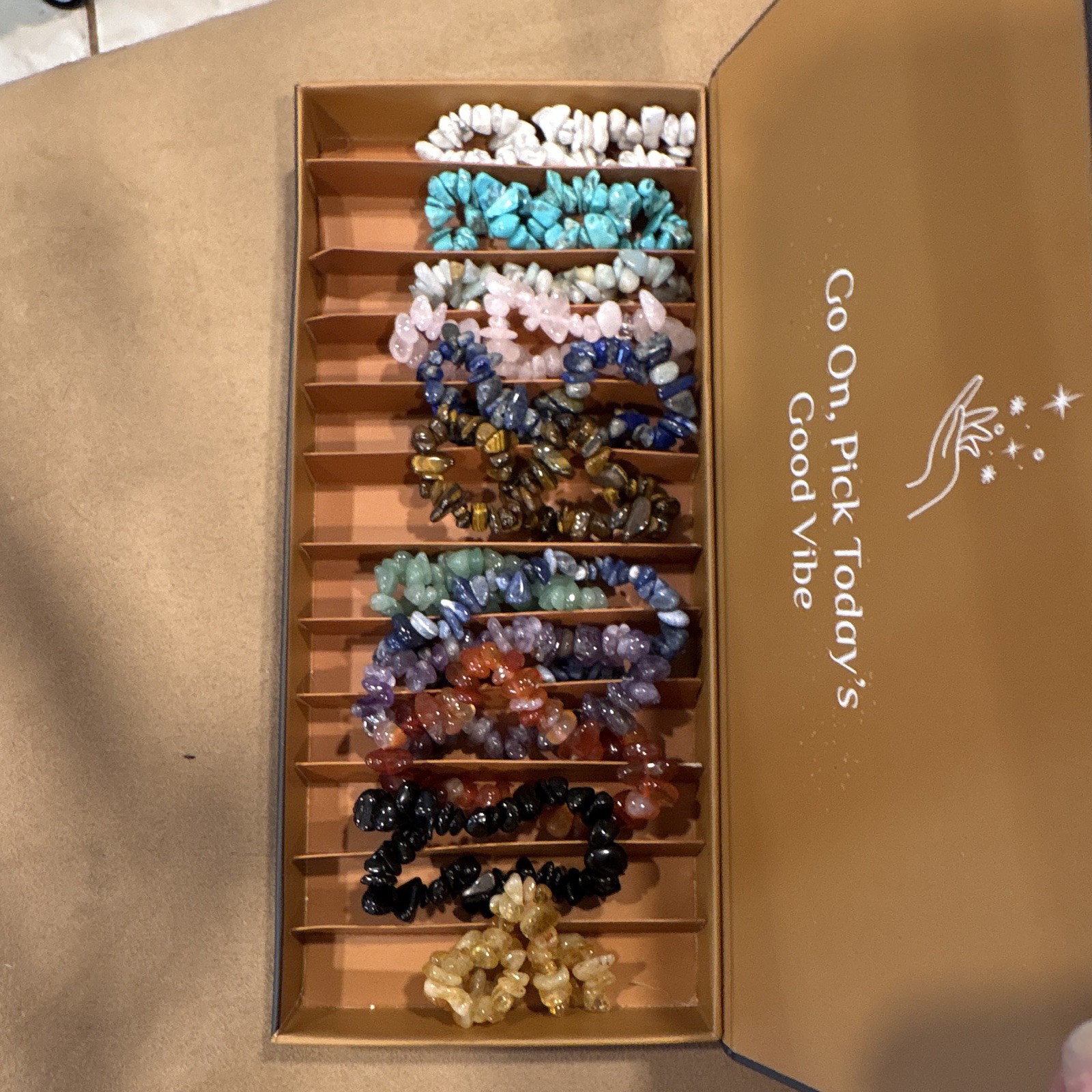 Mindful Souls Crystal Chip Beaded Stretch Bracelet Set Multicolor Gemstone
