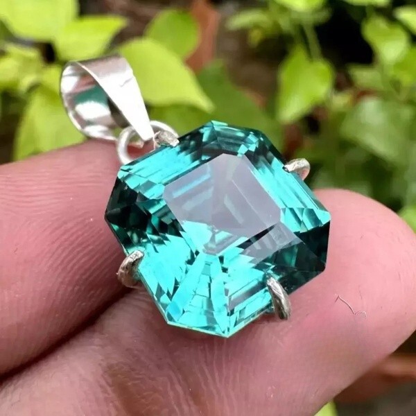 Certified 25 ct Natural Paraiba Tourmaline 925 Silver Pendant Loose Gemstone