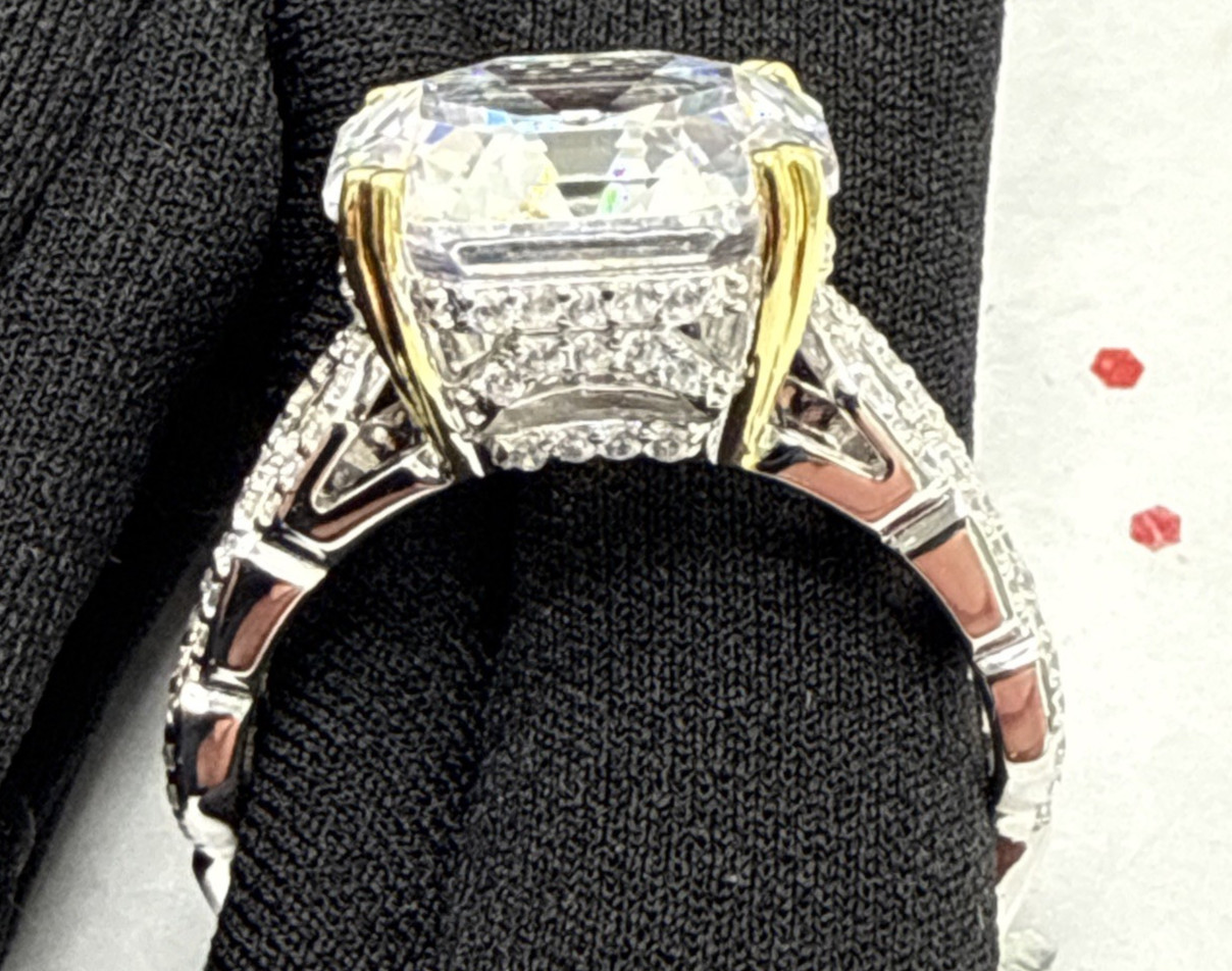Vanna K ~ Bella Luce White Cubic Zirconia Platineve Asscher Cut Ring 13.23ctw ~9